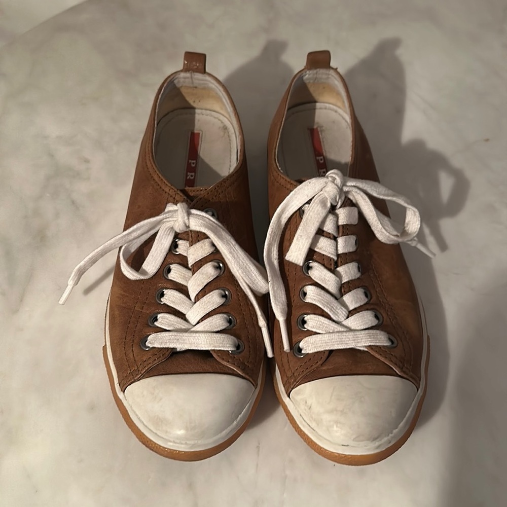 Woman’s Prada brown leather sneaker trainer